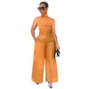 Women's Pants PU Leather Wide Leg Women Clothing Fall Winter Sexy Nightclub Stitching Overalls Club Y2k Clothes Streetwear Wholesale