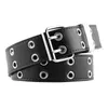 Belts Wide Leather Belt For Women Fashion Double Row Metal Eyelet Pin Buckle Waist Strap Ladies Jeans Trousers Pants Casual Waistband