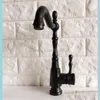 Rubinetti per lavabo Bagno Rubinetti per lavabo Rubinetto per bagno e acqua fredda Bocca girevole Bronzo nero Montaggio su piano Lavandino Rubinetti per acqua di vanità Tnf Ot1Vx