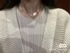 18K Altın Kaplama Pirinç Bakır Kolye Kolye Moda Kadın Tasarımcı Marka C-Mektubu Yuvarlak Kolye Gerdanlık Zinciri Kristal Çelik Mühür Ile Düğün Takı Aşk Hediyeler