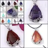 Pendant Necklaces Stone Accessories/ Natural Water Drop Crystal Plum Blossom Female Turquoise Pendant Necklace 566 Z2 Delivery 2022 Dhxti