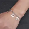 Pulseiras de link Nandesi Boho Titanium Aço Chain para homem Mulheres Mulheres Jóias de cor prata Diy oval