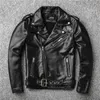 Casa clássica de couro de couro de couro masculino Motocicleta de casaco de motocicleta 100 Natural Sheepskin Black Coat genuíno Slim Moto 221012