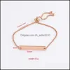 Braccialetti con ciondoli Barra in acciaio inossidabile Bracciale vuoto Fai da te Personalizzato inciso Personalizzato regolabile per le donne Mem Friend Gioielli Regali Co Dhcsq