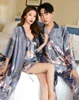 M￤ns s￶mnkl￤der 2022 Summer Men set Sexig Ice Silk Women's Long Dressing Gown Set Fashion Print Home Clothes Large Size 2 PCS