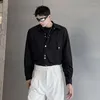 Chemises décontractées pour hommes Hommes Bouton en métal à manches longues Chemise ample Homme Streetwear Net Celebrity Fashion Show Noir Blanc Vêtements de scène