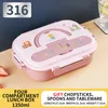 Din sets sets aparte lunchbox voor kinderen draagbare bento lunchbox lekvrije container magnetron oventassen kinderen