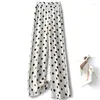 Pantalon femme à pois noir blanc impression femmes 2022 printemps mode coréenne taille haute décontracté jambe large tuyau latéral pour les femmes