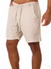 Heren shorts Nieuwe Casual Summer Solid Color Short Pant Man Fashion String Tie-up Taille Slim Beach Holiday Mens Cotton Linen G221012