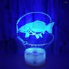 Lâmpadas de mesa 3D Creative Small Lamp Fishing Streo Led Decoração Personalidade Customizada Noite