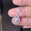 Подвесные ожерелья Victoria Sparkling Luxury Pendant Jewelry 925 Saterling Fill Drop Water White Topaz Pear Diamond Women Women Pendants dhxyk