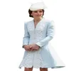 Kate Middleton mother of the bride dress with jacket Duchess of Cambridge Lace Light Sky Blue prom Dresses Occasion Outfit