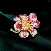 Brooches Luxury Shines Cubic Zircon Flower Brooch Temperament Coat Corsage Handmade Pearl Tassel Pin Accessories For Women's Gift