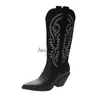 Femmes Bottes Tendance De La Mode En Cuir Microfibre En Relief Bout Pointu Western Cowboy Bottes Femmes Genou Haute Botte Cowgirl Chaussons avec boîte