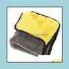 Towel 45Cm X 38Cm 800Gsm Durable Super Thick Plush Microfiber Car Cleaning Cloths Care Microfibre Wax Polishing Detailing Towels Dro Dhza3