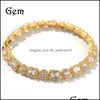 Tennis Men Square okrągłe mieszane diamenty Bransoletka Bling Tenns Gold Sier 8 "cal 8 mm Simate Dimonds Bransles Braceles 983 Q2 Drop dostarczenie dhgit