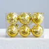 Party Decoration 6cm Gold Christmas Ball Tree Ornament Xmas Dekorationer för 6st/Box Snowflake Balls Year Home Decor