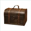 Bolsas de joalheria bolsas bolsas de joalheria Caixa de armazenamento de piratas de madeira Vintage Tesouro para o organizador entrega 2022 embalagem disp dhvyi