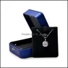 Ювелирные мешки мешки с ювелирными мешочками Oir Treasure Blue Ring Box Подвеска за пределами высокой кожи PU внутри темно-серой плюш может быть Dhrzh