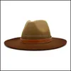 Stingy Brim Chapeaux Feutre Fedora Chapeaux Jazz Panama Cap Femmes Hommes Dégradé Large Bord Chapeau Femme Homme Formelle Hommes Dames Top Caps Hiver Fashi Dhdst