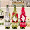 Adornos navideños, juego de fundas para botellas de vino, muñecos de gnomos para adornos para el hogar, regalos de Navidad de año