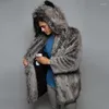 Men's Fur Men Winter Faux Coat With Ear Hooded Warm Long Sleeve Bear Plush Cardigan Thick Teddy Jacket Man Parka Plus Size 5xl