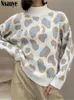 Mulheres malhas tees nsauye outono inverno mulheres leopardo impressão de malha y2k camisola grossa pulôver tops 2022 casual o pescoço jumper feminino macio pull t221012