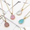 ペンダントネックレスファッション4colors Druzy Drusy Necklace Gold Gold Glated Geometry Faux天然石樹脂女性ジュエリー244 T2ドロップD DHSTJ