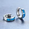Hoop Earrings Simple Female Blue White Opal Earring Rose Gold Silver Color Wedding Fashion Bridal Round Small For Women