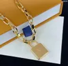 Christmas Gifts Gold Lock Chain Bracelets Necklace Set Wedding Simple Letter Pendant Fashion Jewelry