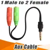 Adaptador de fone de ouvido Cabo de 3,5 mm de ￡udio est￩reo 1 masculino a 2 f￪mea y Splitter Microfone Cord Aux Converter