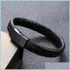 Beaded Strands New Mens Leather Bracelet Vintage Hand Woven Rope Magnetic Clasp Factory Direct Sale Drop Delivery 2021 Jewelry Brace Dh7Pa