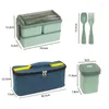 Ensembles de vaisselle Bento boîte à lunch pour enfants étanche 3 compartiments conteneurs école/travail/voyage sac lavable au lave-vaisselle