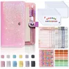 Binder Budget 6Hole PU Leather Planner Pockets Cash Envelope Organizer System Expense Sheet Notebook With Clear Zipper