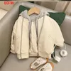 Down Coat Winter Infant Toddler Kids Fashion Baby Girl Boy PU Leather Jacket Hooded Chaqueta Thick Clothes 1-7 Years 221012