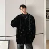 Męskie koszulki męskie męskie gwiazdy łańcucha łańcucha luźna koszulka z długim rękawem Kurtka kardiganowa oversize harajuku streetwear moda vintage mężczyzna