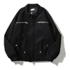 Мужские дизайнерские куртки на молнии назад черный бейсбольный воротниц уличная одежда карманы флисовые хип -хоп.
