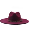 Bérets Arrivel vente en gros 9.5 cm grand bord laine feutre Fedora chapeau pour femmes hommes élégant Vintage coton solide à la mode