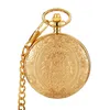 Pocket Watches Antique Steampunk Vintage Arabic Numerals Quartz Watch Floral Pattern Case Necklace Pendant Clock Chain Men Women