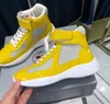 Спортивная обувь роскошная бренд America Cup High Top Sneakers Мужская обувь резиновая подошва повседневная прогулочная ткань Патентная кожа комфорт на открытом воздухе Eu38-46