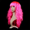 Halloween Cosplay Wigs With Bangs Colored Synthetic Long Wavy Wig For Woman Heat Resistant Natural Hair