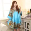 Women's Sleepwear Summer Nightgown Chinese Style Women's Pajamas Silk Sexy Loose Fitting Housewear Vintage Bathrobe