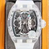 Montre pour hommes, loisirs d'affaires, machines automatiques, boîtier en verre de neige, bande, Rm53-02