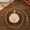 Pocket Watches Antique Steampunk Vintage Arabic Numerals Quartz Watch Floral Pattern Case Necklace Pendant Clock Chain Men Women