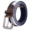 Belts Elastic Woven Belt Stretch Double Layer With Metal Buckle Casual Waist Jeans Pants Women Men Fashion Accessories