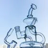 IN STOCK 7 Inch Small Hookahs Klein Tornado Recycler Glass Bongs 5mm Thick Water Pipes Clear Bent Type Dab Rigs With 14mm Joint With Bowl Or Banger