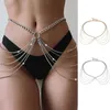 Riemen multi -layer sexy taille buikketen riem voor vrouwen legering Lange Tassel Decor Dancing Bikini Party Body Accessoires