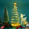 Table Lamps Mini Christmas Tree Lamp Golden Star Desktop Decoration LED String Fairy Light Spiral Cone