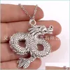 Anhänger Halsketten Mode China Loong Drachen Anhänger Runde Kreuz Kette Kurze Lange Herren Damen Sier Farbe Halskette Schmuck Geschenk Drop Dhgye