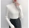 Women's Sweaters Ring Half Zipper High Neck Bottoming Shirt Women Self-cultivation Wild Chest Sweater Pullover Long-sleeved 9031003